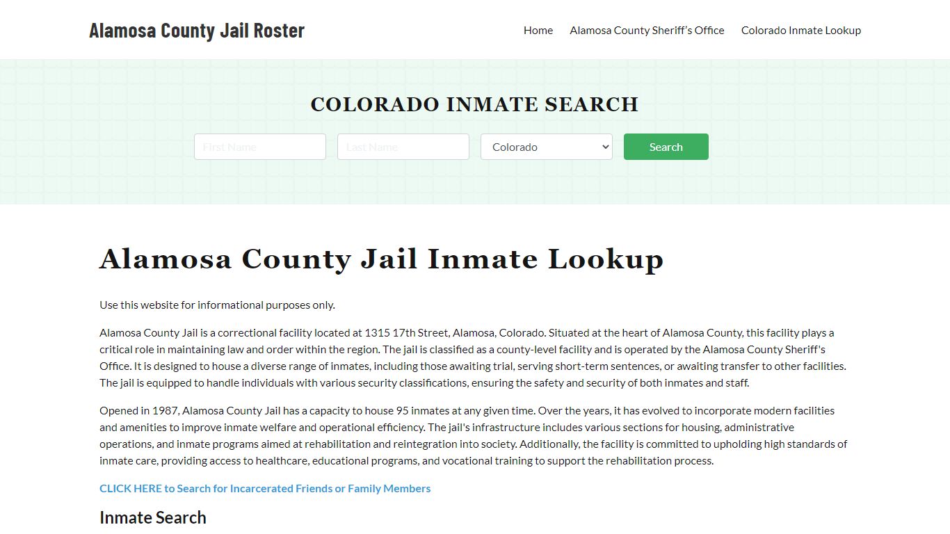 Alamosa County Jail Roster Lookup, CO, Inmate Search