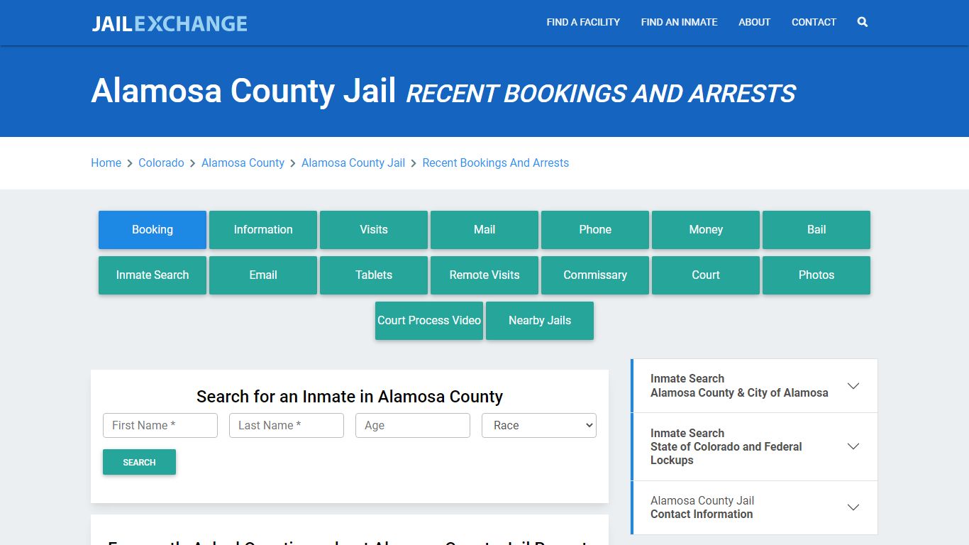 Alamosa County Jail Recent Bookings And Arrests - Jail Exchange